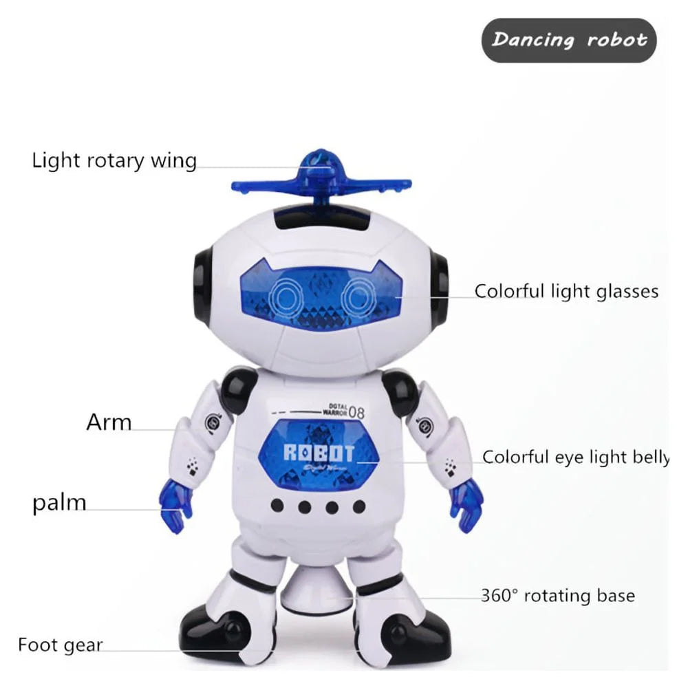 Robot Toy for Kids, Intelligent Electronic Walking Dancing Singing Robot Toys with 360° Body Spinning and Flashing Lights, Birthday Gift for Toddlers