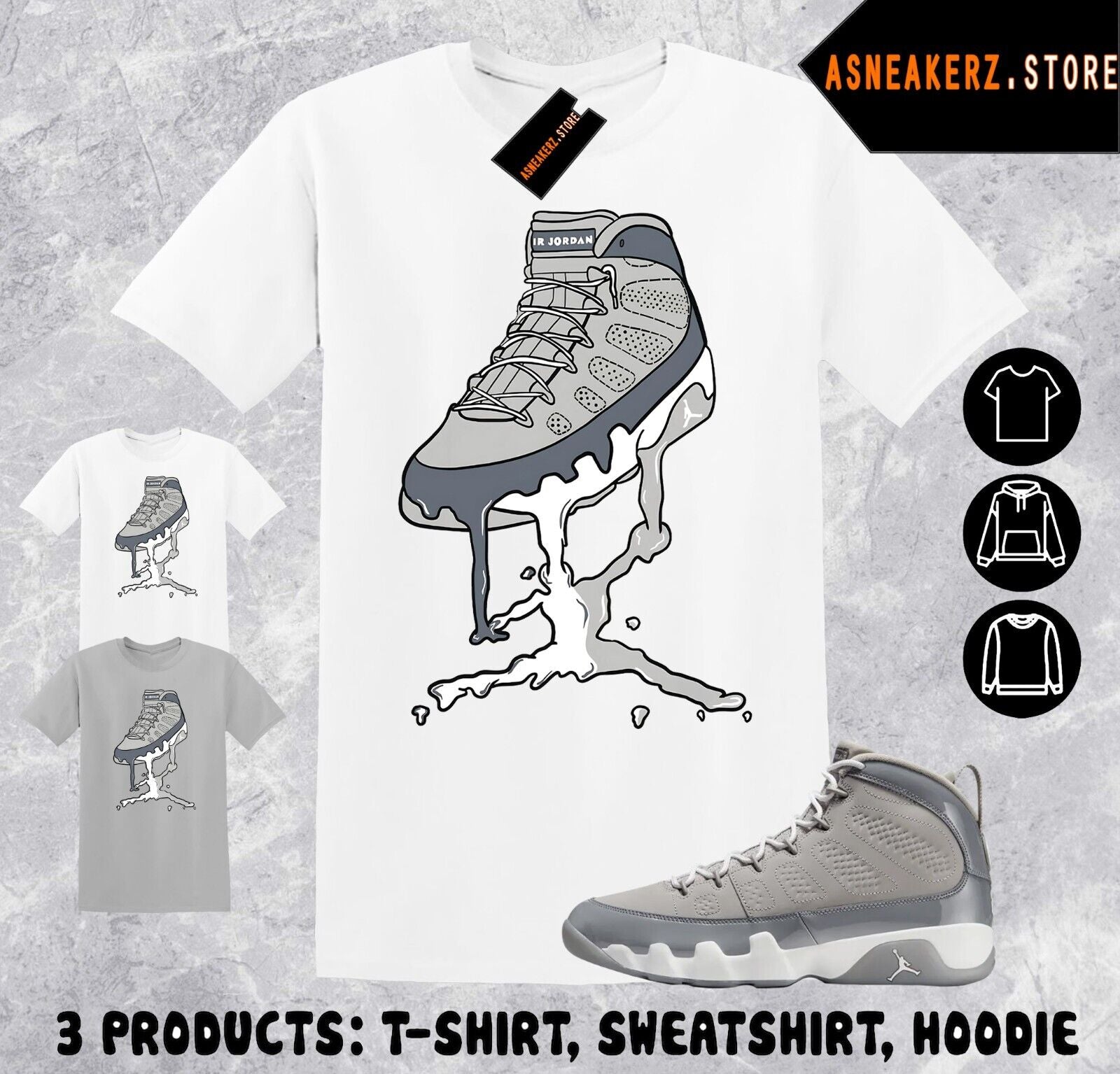 Shirt to Match AJ 9 Cool Grey Sneaker Matching Tee Drip Dripping 9S T-Shirt