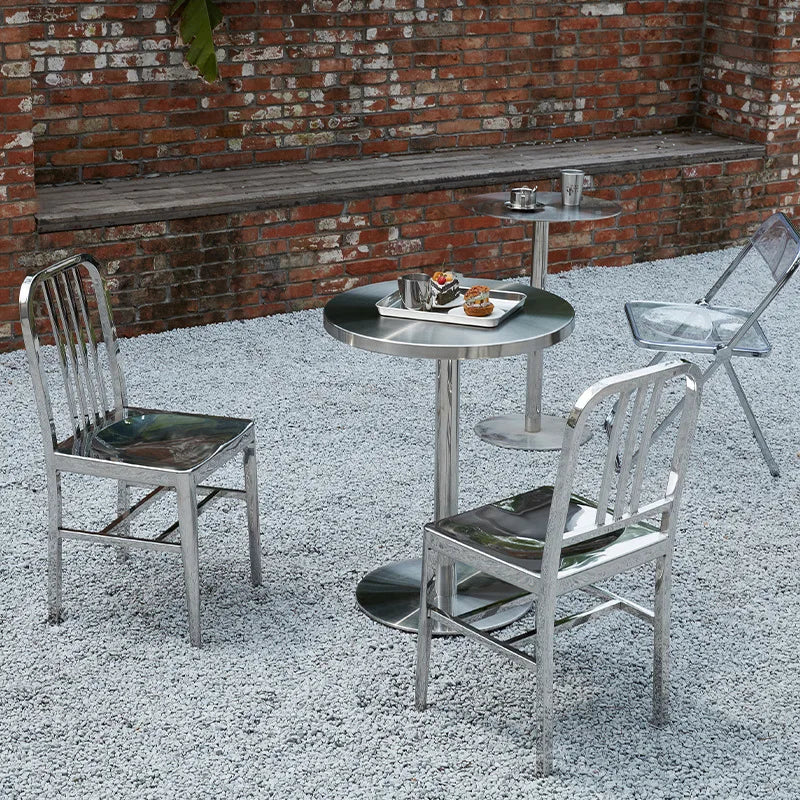 Stainless Steel Chair Industrial Dining Chairs Metal Frame Nordic Modern Minimalist Chair with Back Outdoor Restaurant Furniture