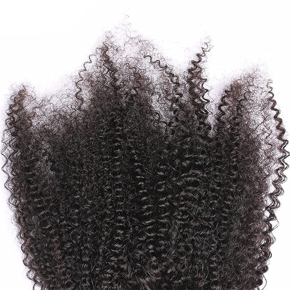 Nicewig 100% Raw Remy Virgin Mongolian 4B 4C Afro Kinky Curly Human Hair Lace Closure with Baby Hair 4"X4"Swiss Lace Free Part Bleached Knots 16"