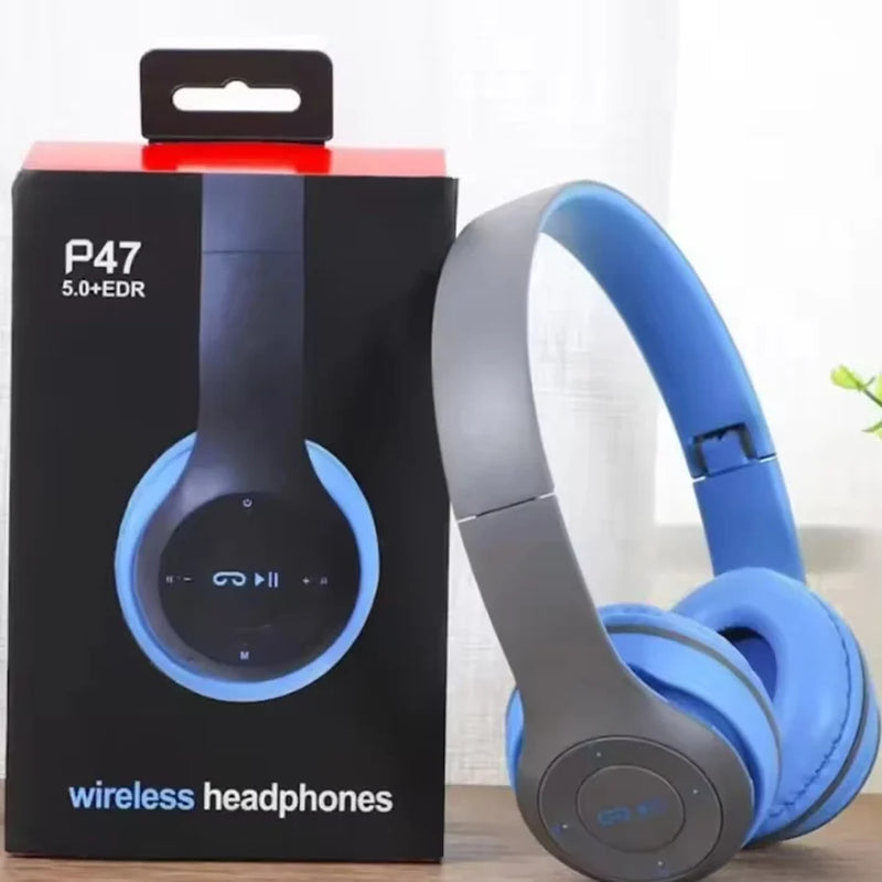 P47 Wireless Bluetooth Headphone with Microphone Foldable Headsets Bass Hifi Sound Music Stereo Earphone for Smartphones TV Game