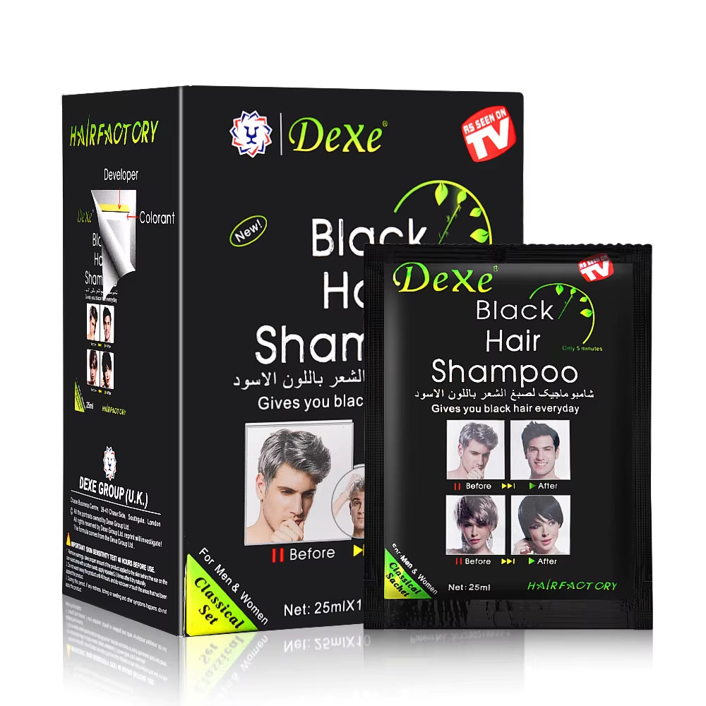 250ML Black Hair Shampoo for Men Women 5 Minutes Fast Become Black Hair Dye Herb Natural Hair Care Restore Colorant Shampoo