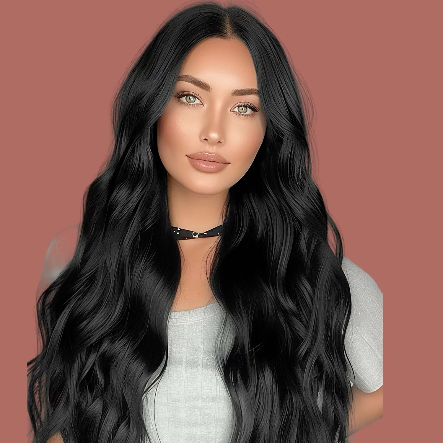 Human Hair Wig 24Inch Long Black Wigs for Black Women Natural Body Wave Wig