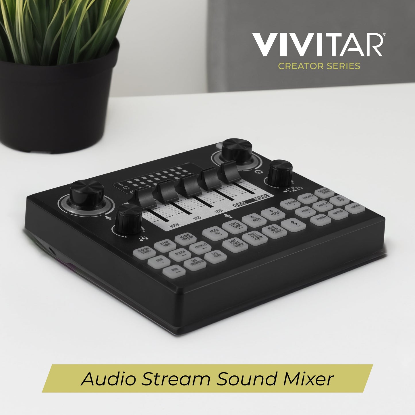 Audio Mixer, Multiple Sound Pads & Effects for Vlogging, Black