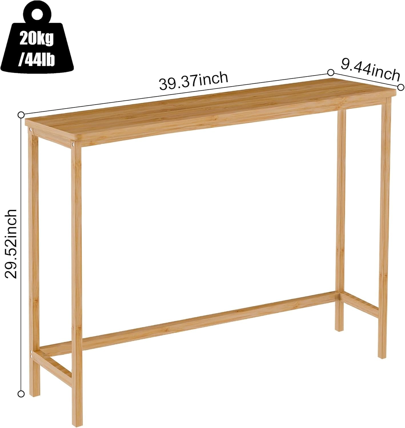 Console Table, Entryway Table, Narrow Sofa Table, 39" Bamboo Hallway Table for E