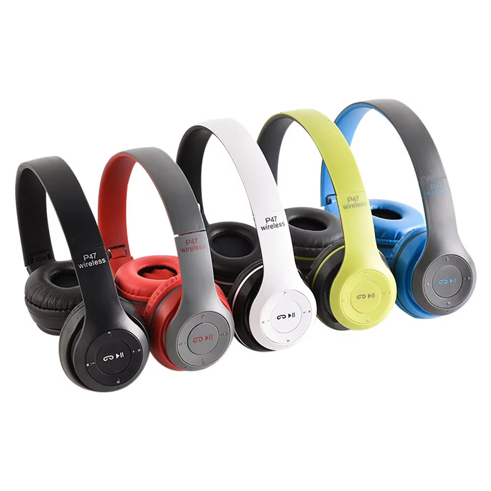 P47 Wireless Bluetooth Headphone with Microphone Foldable Headsets Bass Hifi Sound Music Stereo Earphone for Smartphones TV Game