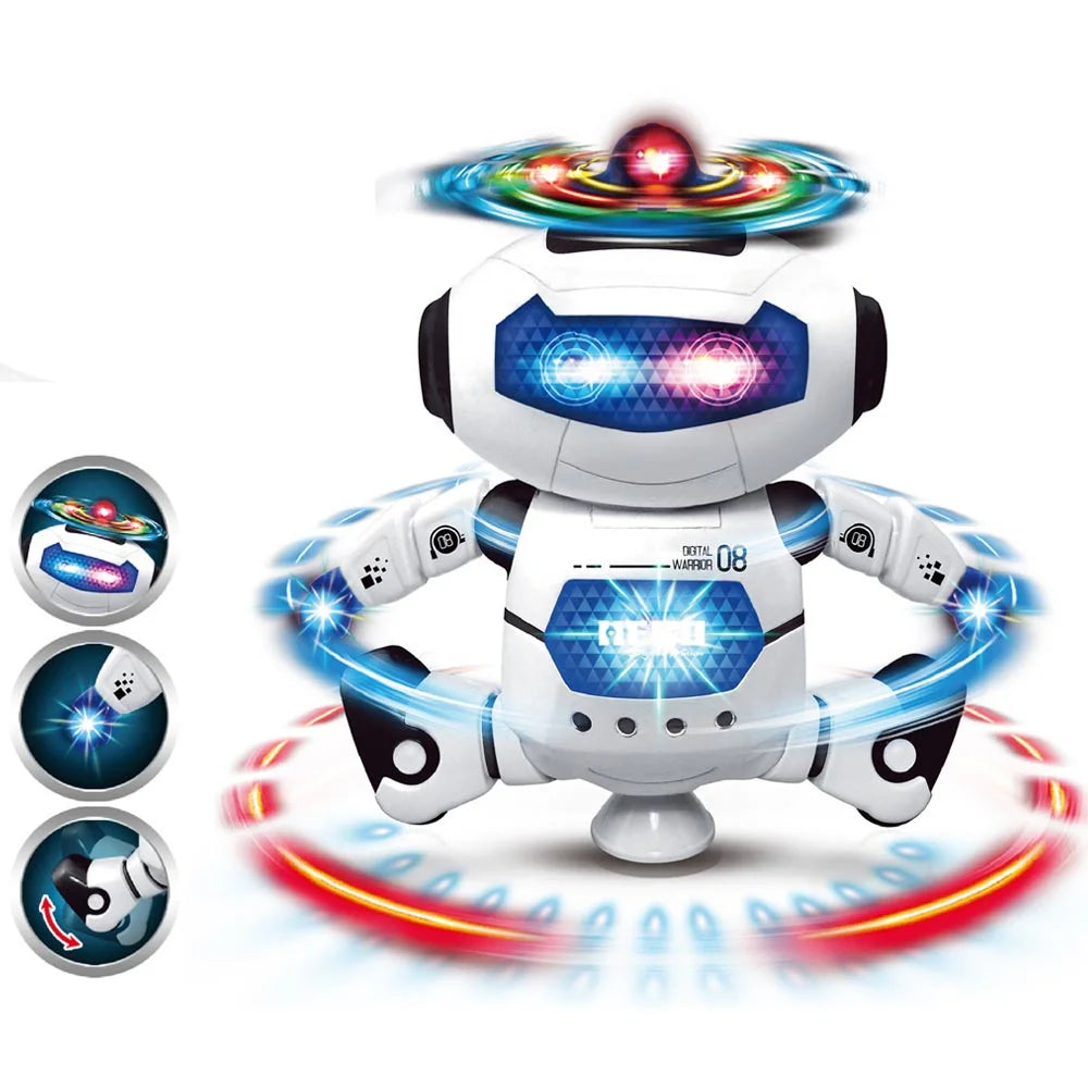 Robot Toy for Kids, Intelligent Electronic Walking Dancing Singing Robot Toys with 360° Body Spinning and Flashing Lights, Birthday Gift for Toddlers