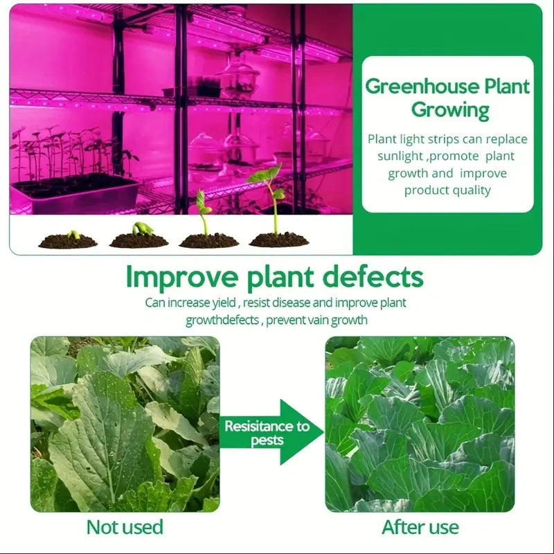 USB Power Supply Full Spectrum Purple Plant Lamp Belt Plants Flowers and Vegetables Promote Growth, Portable and Easy to Install