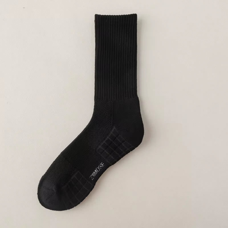 1Pairs Socks Men'S Cotton Deodorant Winter Towel Bottom with Velvet Mid-Tube White Stockings Thickened Sports Basketball Socks