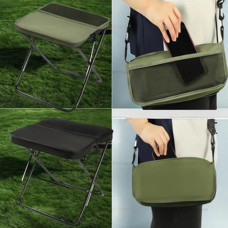 Portable Folding Backpack Stool Lightweight Mini Camping Chair for Outdoor Hiking, Fishing, Picnic and Traveling Simple Operatio
