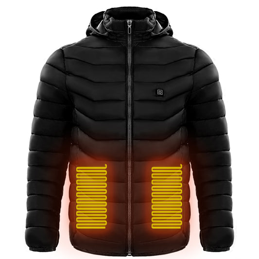 Men Heated Puffer Jacket Electric Heating Coat Insulated Hood Windbreaker 9Heat Zones