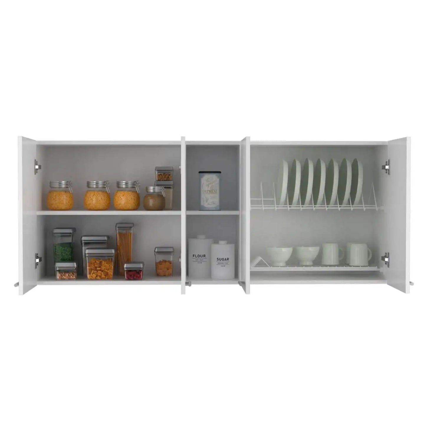 Portofino 150 Wall Cabinet, Double Door, Two External Shelves, Two Interior Shelves White