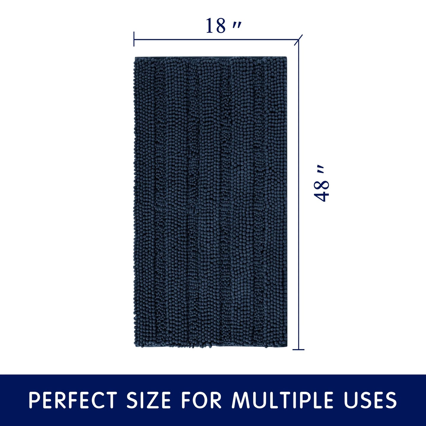 Soft 1-Piece Luxury Chenille Striped Bathroom Rug, Green, 18" X 48", Large
