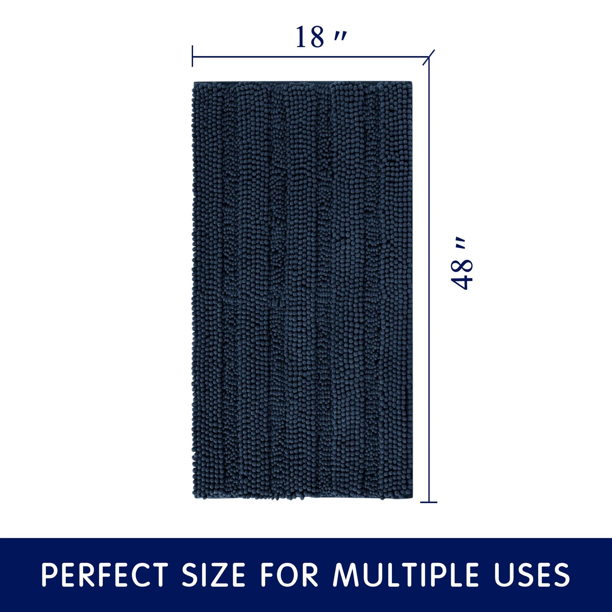 Soft 1-Piece Luxury Chenille Striped Bathroom Rug, Green, 18" X 48", Large