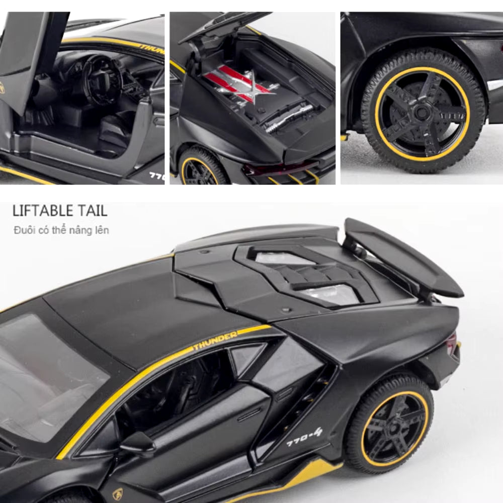 1/32 Cars Toys Auto to Scale Lambor LP770 Diecast Model Cars Alloy Autos Toys Gift for Boys Pull Back Light Music Kids Car