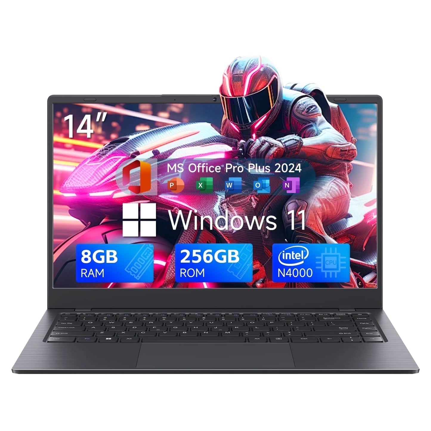 14 Inch Windows 11 Laptops New Intel Celeron N4000 up to 2.6Ghz 8GB RAM 256GB ROM Netbook Laptop Computer for Beginner, Student, Business