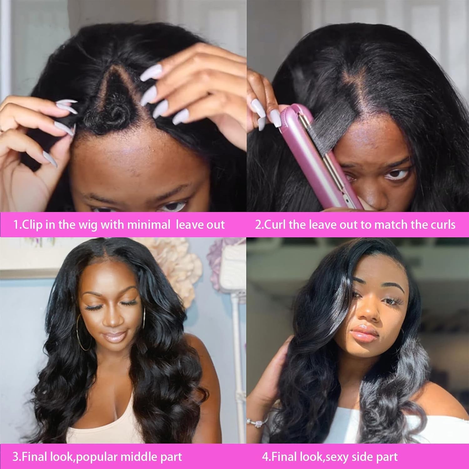 Chocolate Brown Body Wave V Part Wig Upgrade U Part Synthetic Wigs for Black Women, 24Inch Long Wavy Brown Wig V Shape Glueless Wigs Full Head Clip in Half Wig No Leave Out(#4)