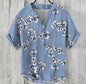 Printed V-neck Men's 3 Breasted Pullover Short Sleeve Shirt
