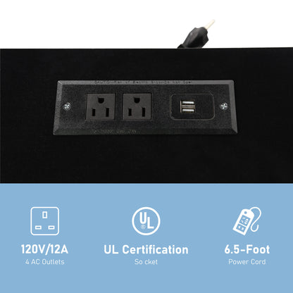 55" LED TV Stand for 55/60" TV, Modern High Gloss TV Cabinet Entertainment Center W/6.5Ft Power Outlet &Adjustable Glass Shelves