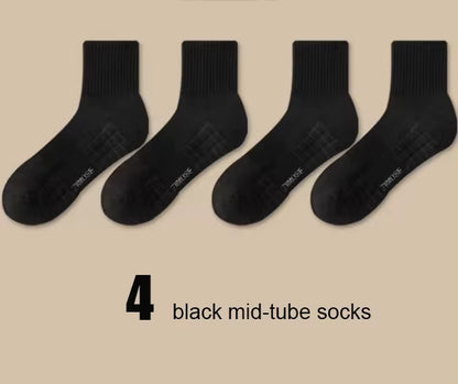 1Pairs Socks Men'S Cotton Deodorant Winter Towel Bottom with Velvet Mid-Tube White Stockings Thickened Sports Basketball Socks