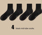 1Pairs Socks Men'S Cotton Deodorant Winter Towel Bottom with Velvet Mid-Tube White Stockings Thickened Sports Basketball Socks