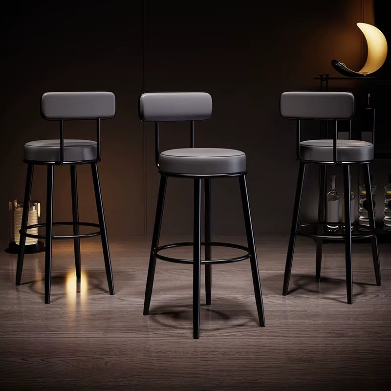 Modern Metal Bar Stools Luxury Black Leather Dining Room Chairs High-Quality Barstools Home Decoration Furniture for Living Room
