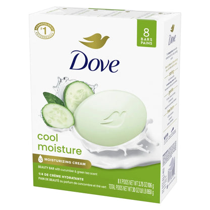 Beauty Bar Women'S Bath Soap Cool Moisture Cucumber & Green Tea Scent, 3.75 Oz 8 Bars