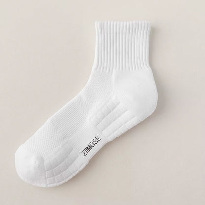 1Pairs Socks Men'S Cotton Deodorant Winter Towel Bottom with Velvet Mid-Tube White Stockings Thickened Sports Basketball Socks