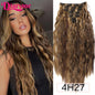 Long Waves Hair Extensions Synthetic Wig Hairpieces 7 PCS Wavy Curly Clip in Hair Extension Natural Fake Hair Piece Half Wig