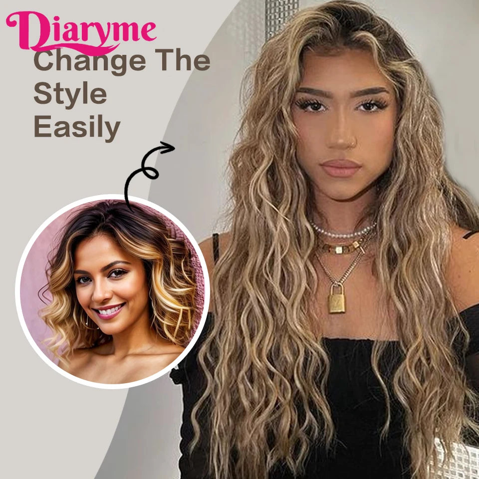 Long Waves Hair Extensions Synthetic Wig Hairpieces 7 PCS Wavy Curly Clip in Hair Extension Natural Fake Hair Piece Half Wig