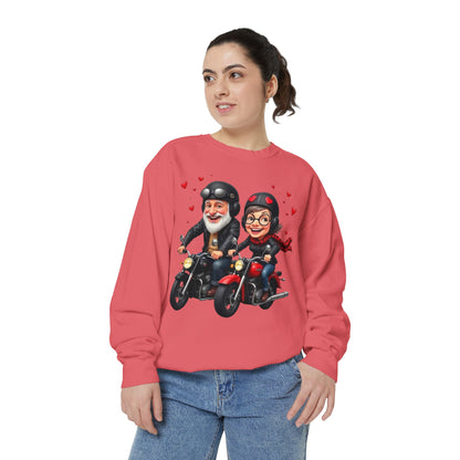 Couple Biker Sweatshirt — Cute Riding Grandparents with Hearts