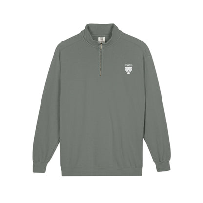 Quarter-Zip Sweatshirt with Small Chest Crest — Casual Pullover for Everyday Wear