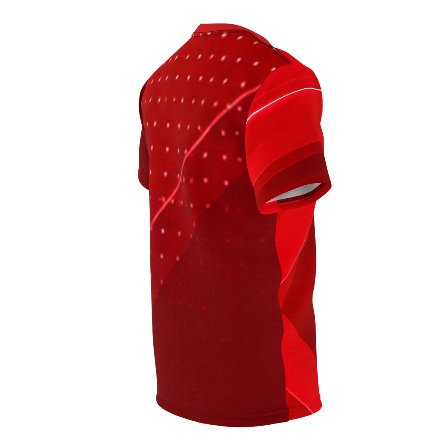 Red Abstract Cut & Sew Tee — All-Over Print Athletic Graphic T-Shirt