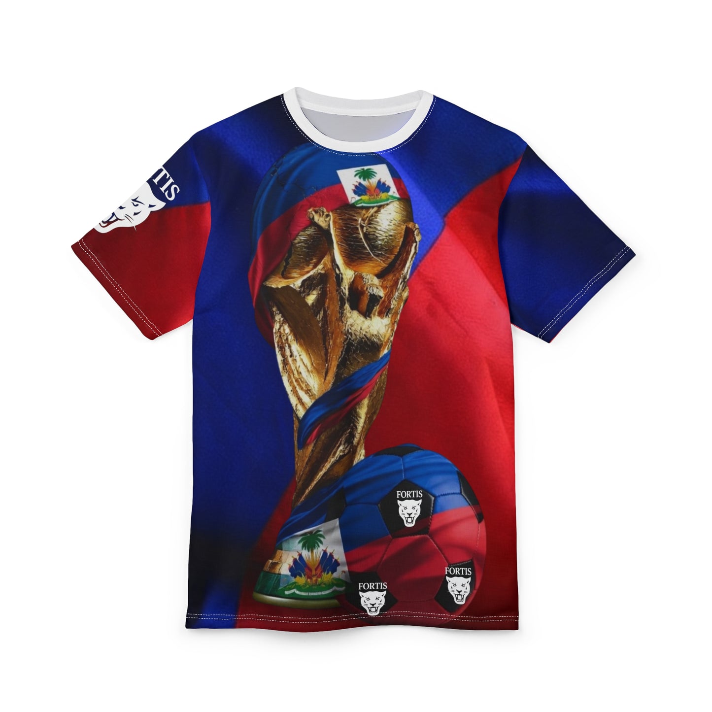 Haiti World Cup Trophy Soccer Tee — Haitian Flag Football Shirt
