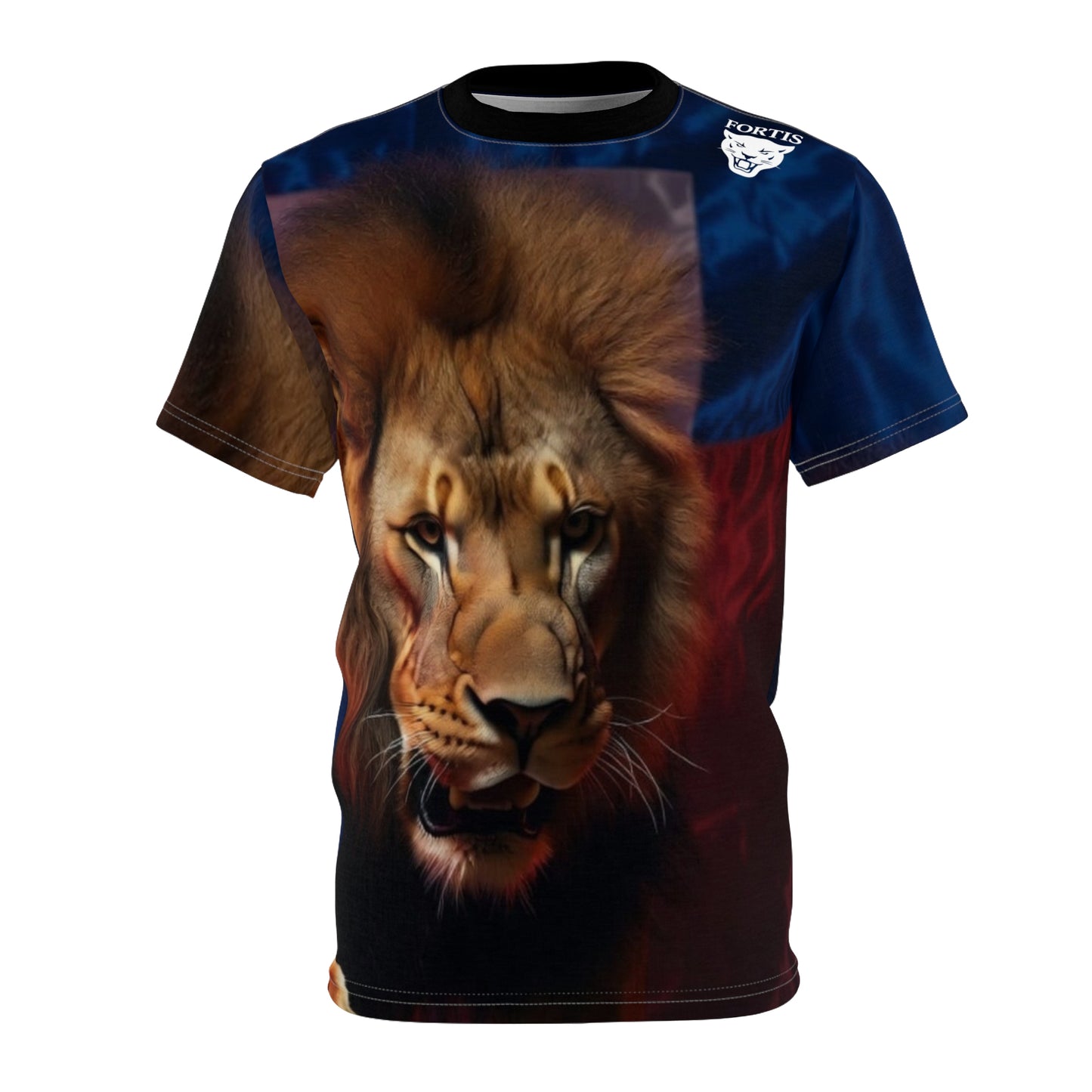 Lion Face All-Over Print Tee — Bold Majestic Wildlife Graphic Shirt