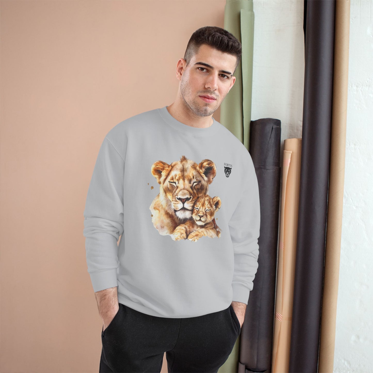 Lioness and Cub Sweatshirt — Cozy Wildlife Crewneck for Animal Lovers