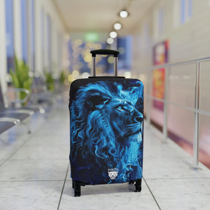 Blue Fire Lion Luggage Cover – Protective Suitcase Skin with Bold Lion Artwork