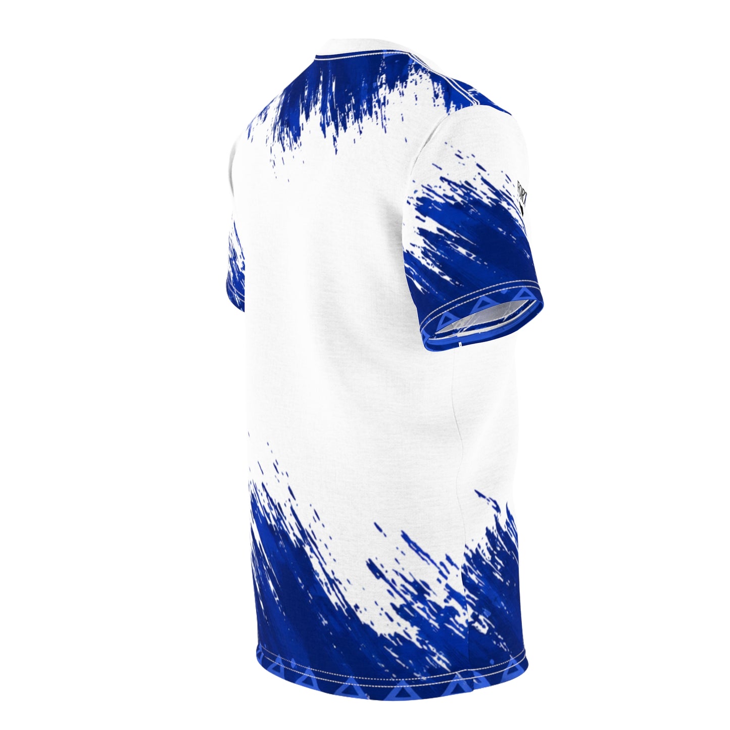 Blue Brushstroke Cut & Sew Tee — All-Over Paint Splatter Design