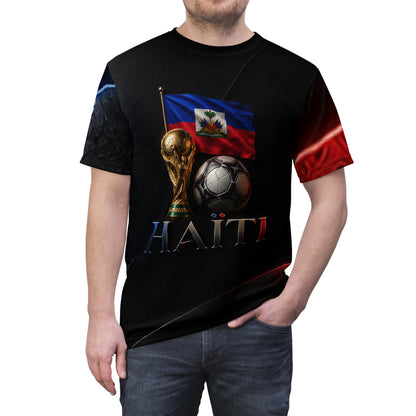 Haiti Soccer Tribute Tee — World Cup Trophy & Flag All-Over Print