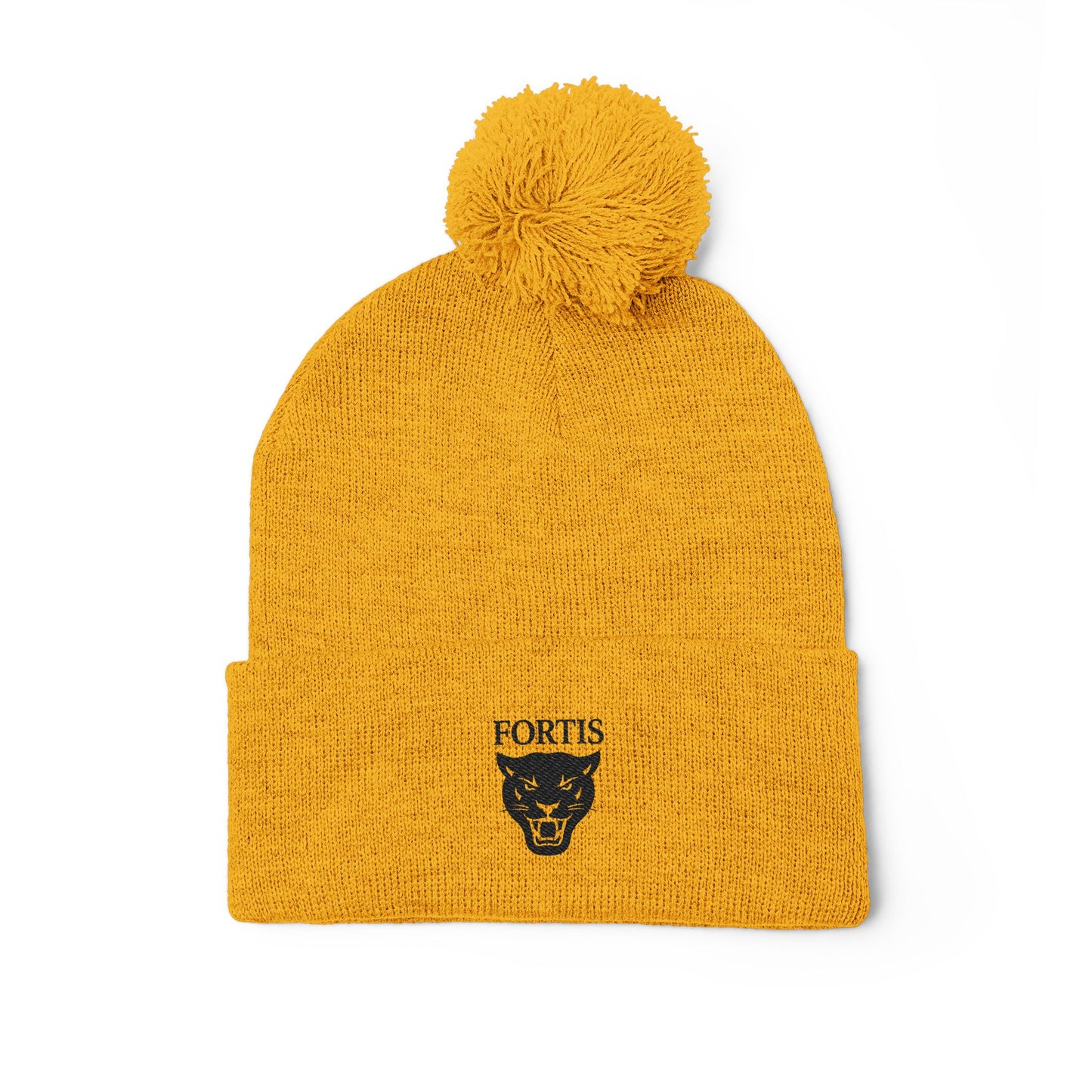 Embroidered Pom-Pom Beanie — FORTIS Panther Knit Cap