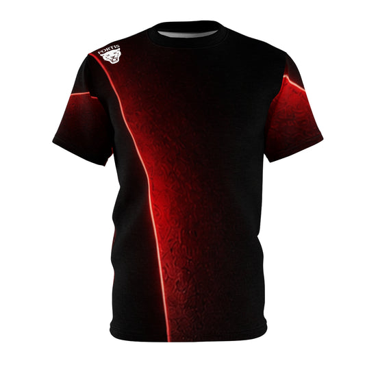 Fortis Panther Tee — Bold Red & Black All-Over Print Shirt