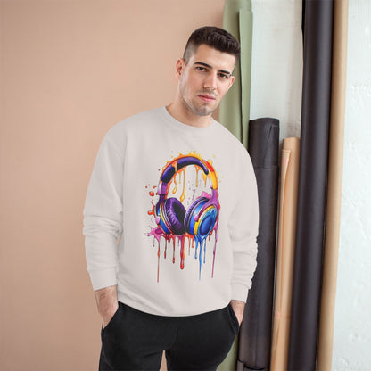 Headphone Drip Sweatshirt — Colorful Paint-Drip Music Crewneck