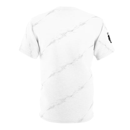 Fortis Marble Stripe Tee — Vertical Red Racing Stripe Graphic Shirt