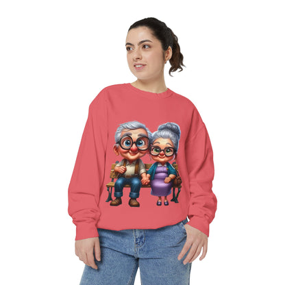Grandparents Sitting on Bench Cute Couple Sweatshirt