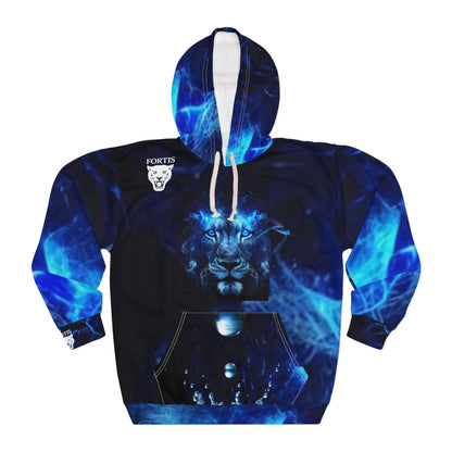 Blue Nebula Lion Hoodie - Galaxy Lion Pullover