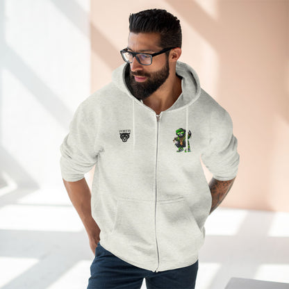 Streetwear Bear Zip Hoodie — Green Urban Teddy Graphic Zip-Up