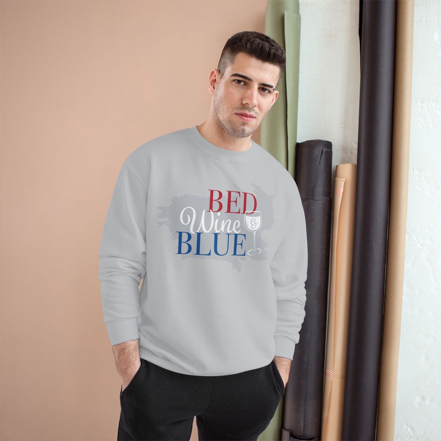 Red White & Wine Sweatshirt — Bed Wine Blue Graphic Crewneck
