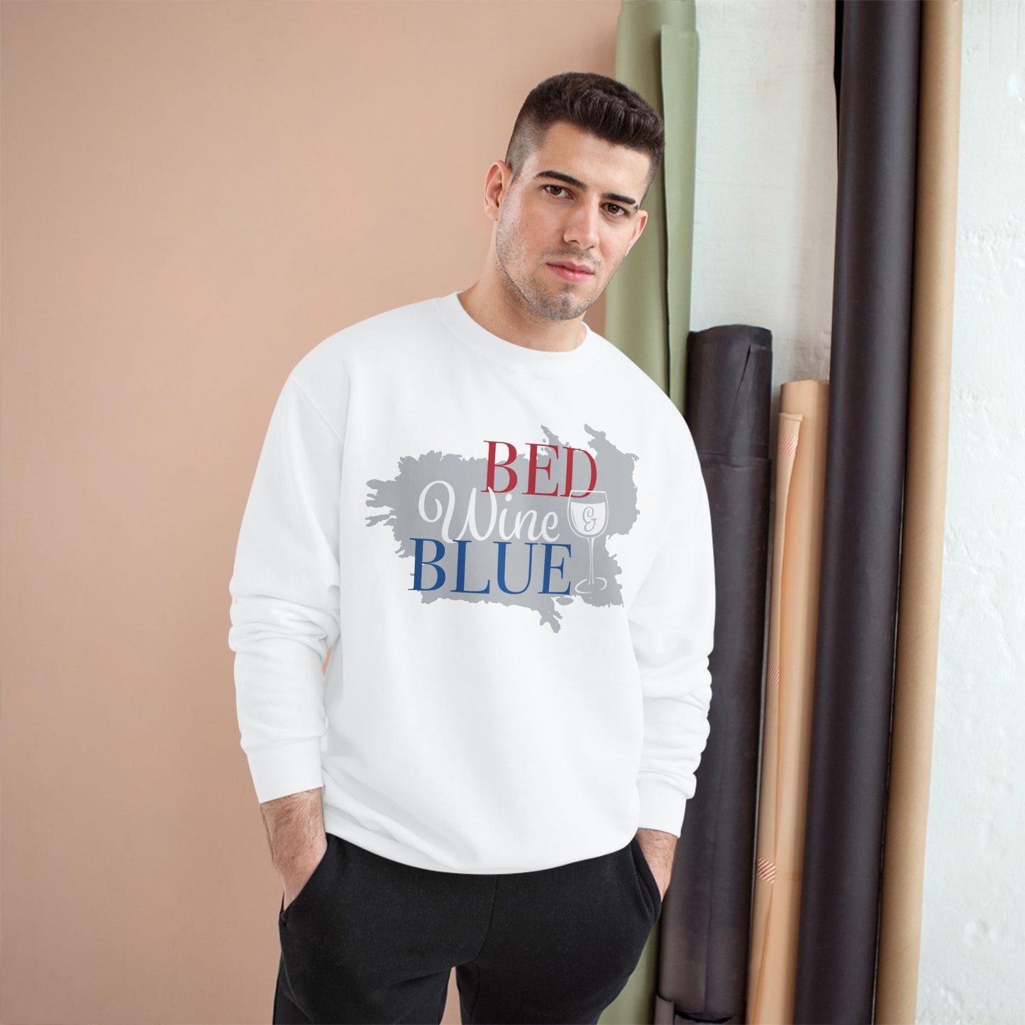 Red White & Wine Sweatshirt — Bed Wine Blue Graphic Crewneck