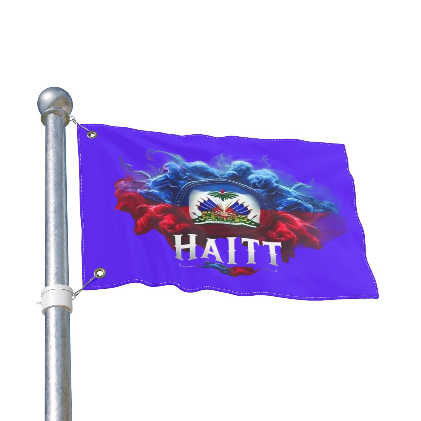 Haiti Double-Sided Decorative Flag — National Crest & Red-Blue Smoke Design