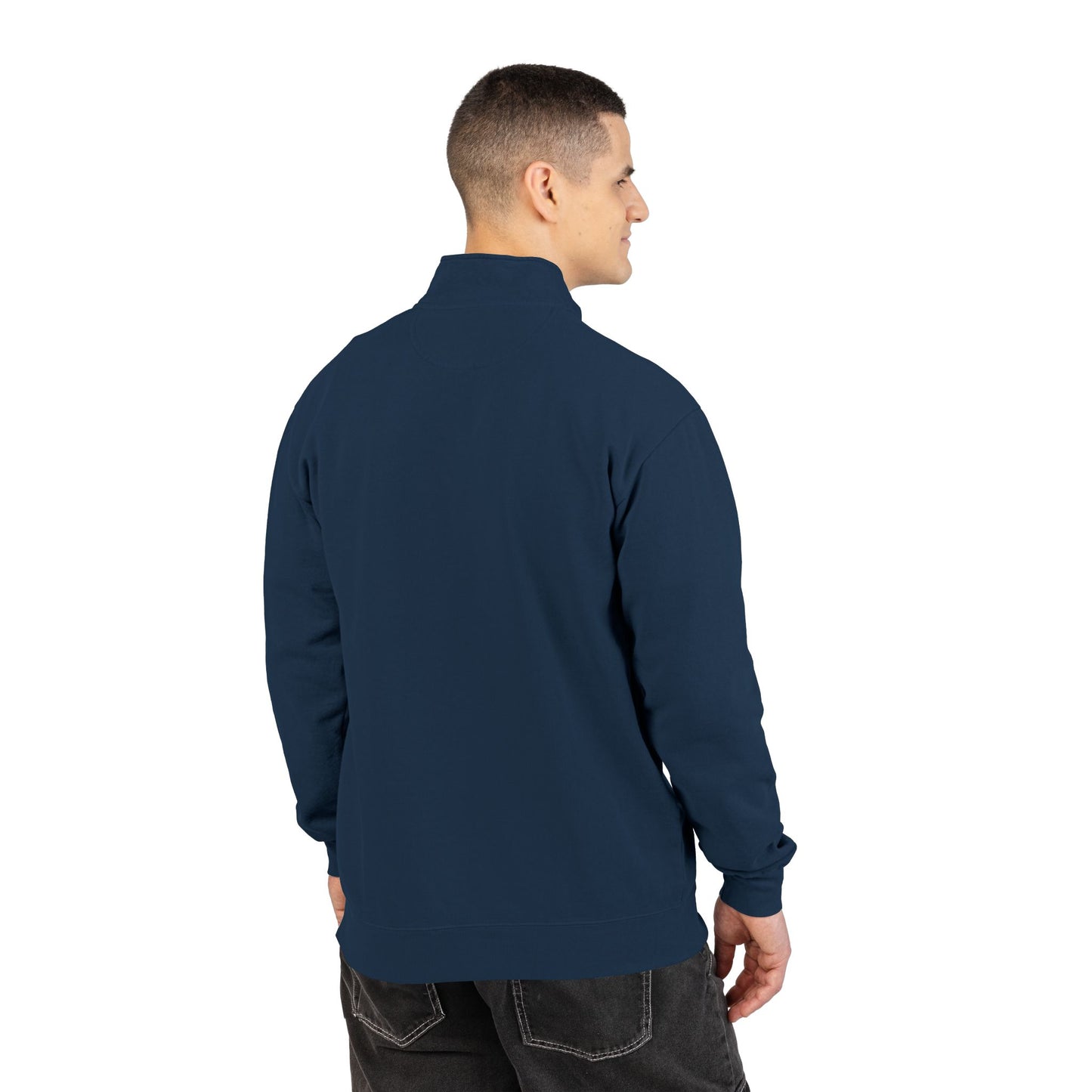 Quarter-Zip Sweatshirt with Small Chest Crest — Casual Pullover for Everyday Wear